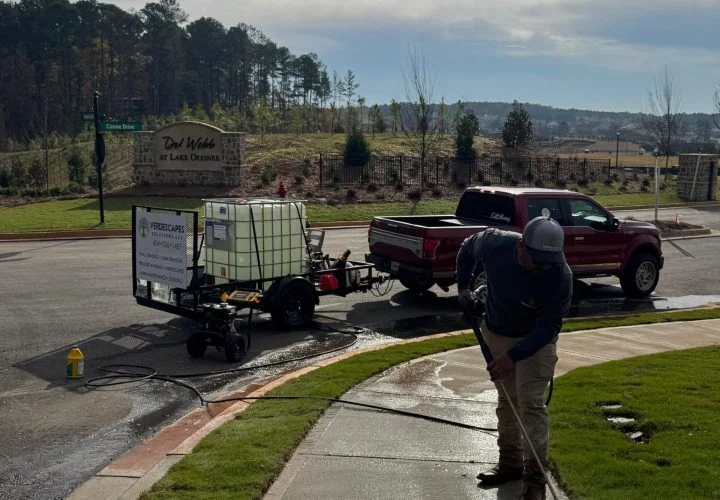 Pressure washing service by Verdescapes Solutions cleaning concrete near Dallas GA