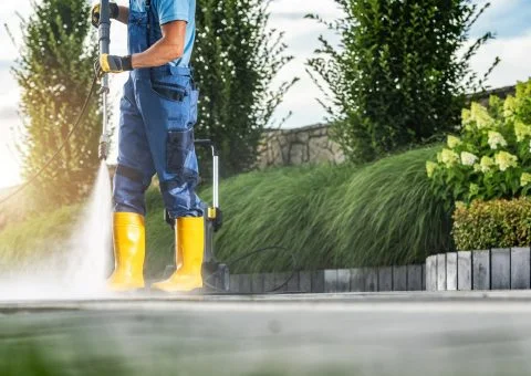 Pressure washing result by Verdescapes Solutions LLC on exterior surfaces